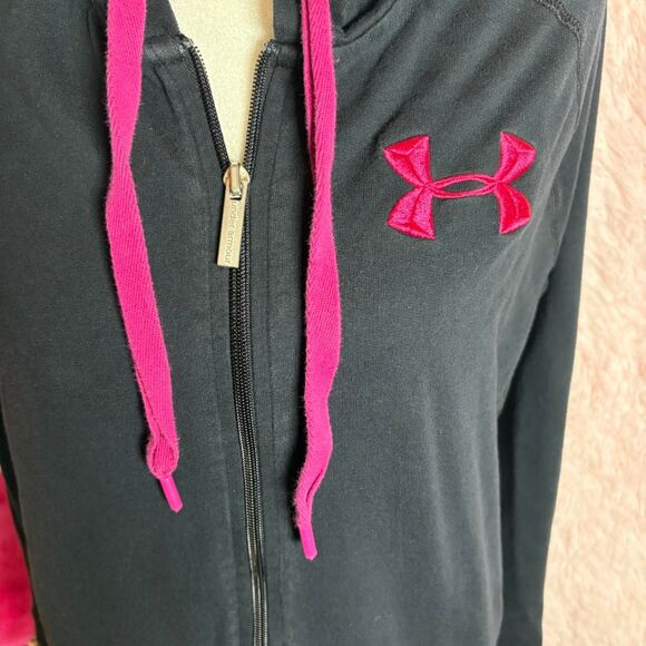 Under Armour Black and Pink zip up hoodie - Picture 4 of 5